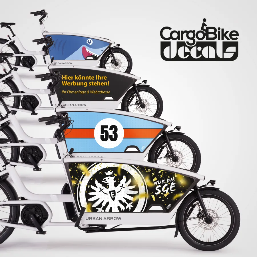 Cargobike Decals bietet zahlreiche Motive für das Urban Arrow Family-Lastenrad (© Cargobike Decals)