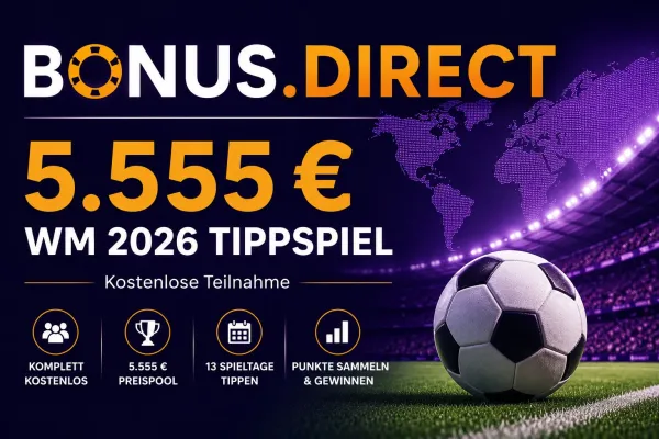 Bild: BONUS.DIRECT startet kostenloses WM-Tippspiel mit 5.555 Euro Preisgeld
