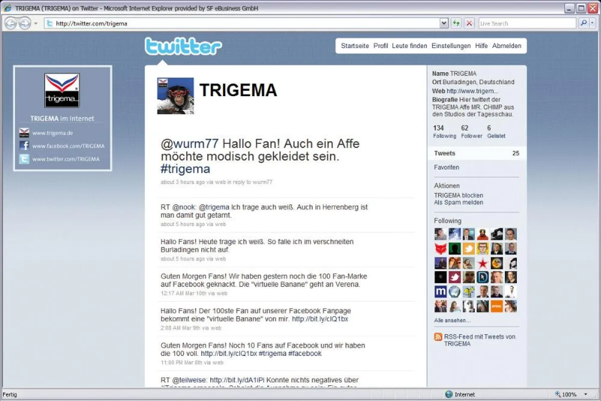 TRIGEMA: MR. CHIMP twittert