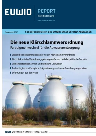 EUWID Wasser und Abwasser veröffentlicht Report „Klärschlamm 2018“ Bild: EUWID Wasser und Abwasser veröffentlicht Report „Klärschlamm 2018“