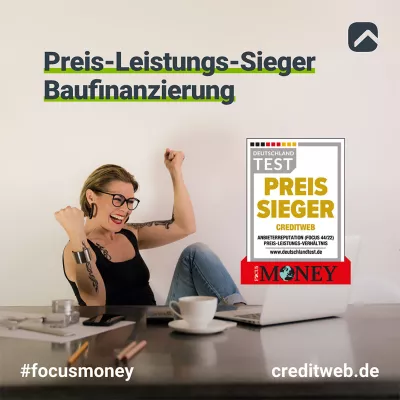 Bild: creditweb GmbH – Focus Money Auszeichnung „Preis-Sieger 2022“ 