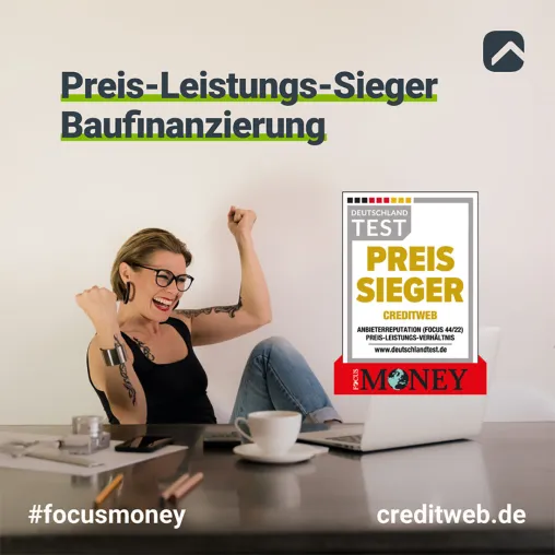 creditweb GmbH – Focus Money Auszeichnung „Preis-Sieger 2022“ Bild: creditweb GmbH – Focus Money Auszeichnung „Preis-Sieger 2022“