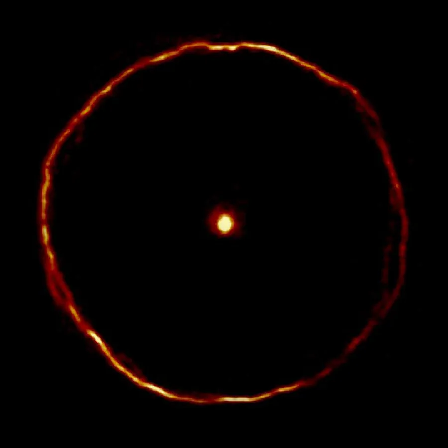 Der expandierende Gashülle von U Antliae. (Copyright: Franz Kerschbaum, Magdalena Brunner/Universität Wien)