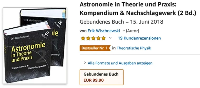 ›Astronomie in Theorie und Praxis‹ wird Nr. 1-Bestseller in der Kategorie ›Theoretische Physik‹ Bild: ›Astronomie in Theorie und Praxis‹ wird Nr. 1-Bestseller in der Kategorie ›Theoretische Physik‹