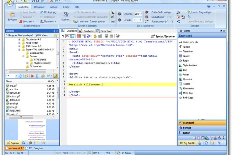 SuperHTML Web Studio 8.5 - Das Werkzeug für professionelle Web-Entwickler Bild: SuperHTML Web Studio 8.5 - Das Werkzeug für professionelle Web-Entwickler
