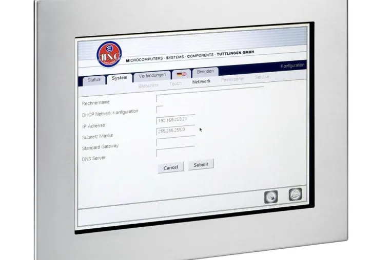 Embedded Panel-PC mit Edelstahl-Front Bild: Embedded Panel-PC mit Edelstahl-Front