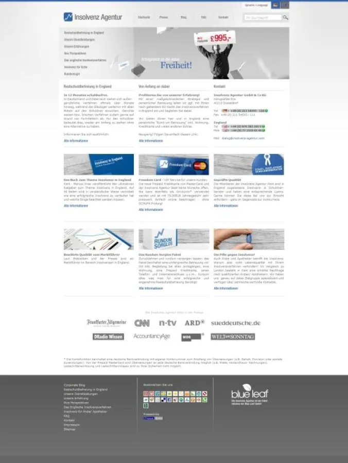 Homepage der Insolvenz-Agentur Kent