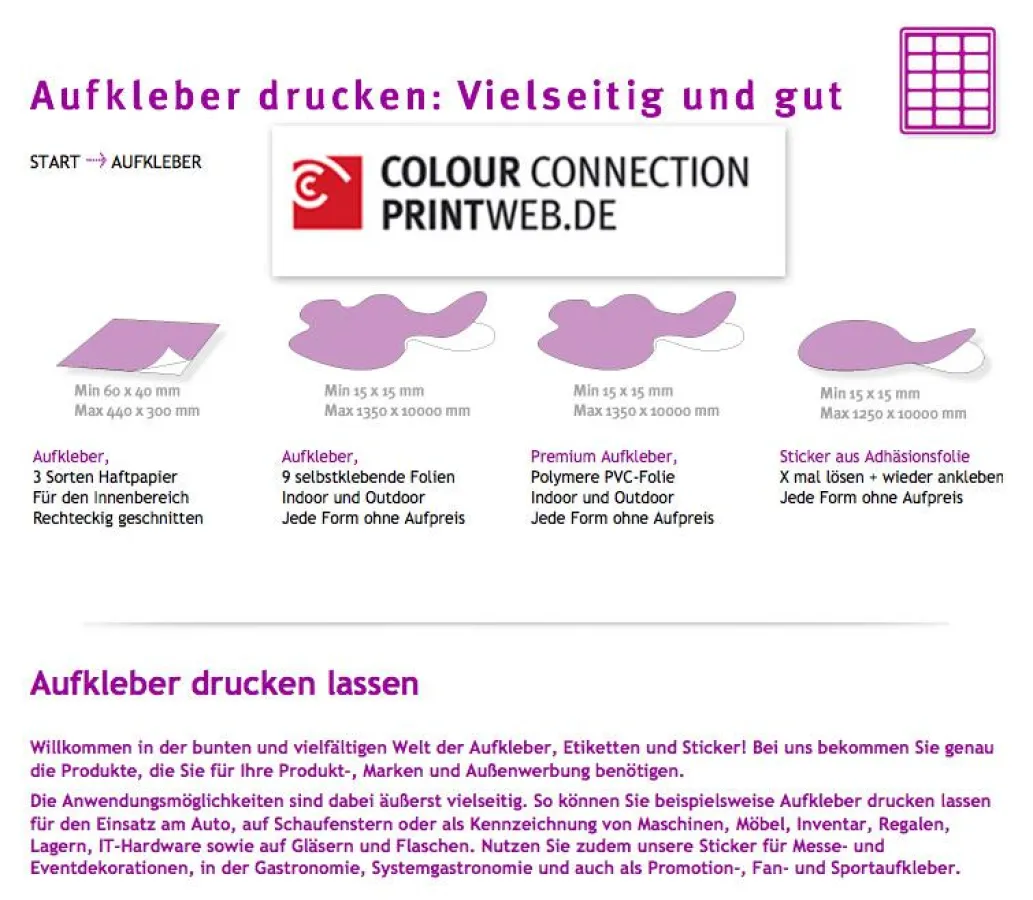 Aufkleber drucken: Vielseitig und gut auf printweb.de
