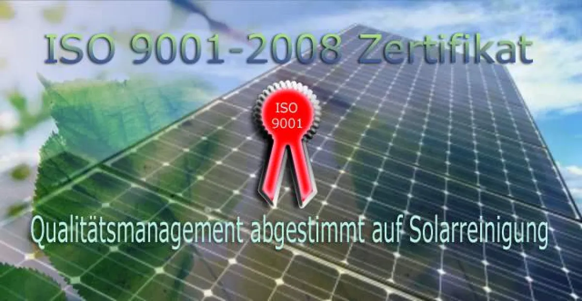 Solarreinigung-Zertifikat nach ISO9001-2008