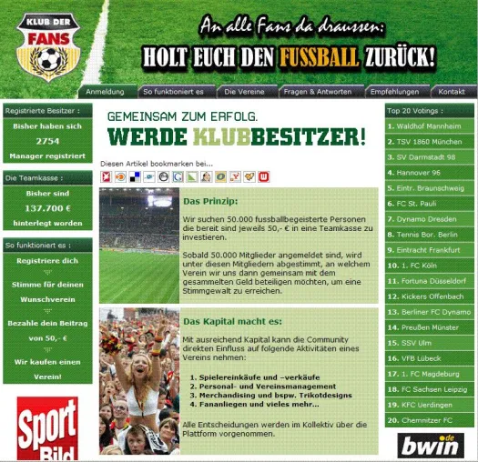 bwin unterstützt aktiv mit bis zu 500.000,- Euro die Aktion Klub-der-Fans.de Bild: bwin unterstützt aktiv mit bis zu 500.000,- Euro die Aktion Klub-der-Fans.de