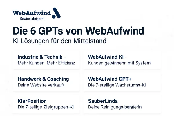 Bild: WebAufwind launcht 6 GPT-KIs für den Mittelstand - mehr Kunden, Effizienz und Sichtbarkeit durch KI-Power