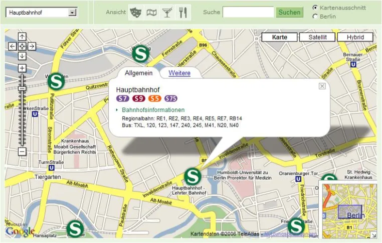 Bild: area42 realisiert den Stadtplan der S-Bahn Berlin und verknüpft so  Nahverkehrsangebote mit GoogleMaps und lokaler Suche
