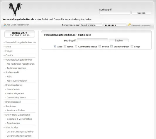 Veranstaltungstechniker.de erweitert Datenbestand und integriert Globale Suchfunktion Bild: Veranstaltungstechniker.de erweitert Datenbestand und integriert Globale Suchfunktion