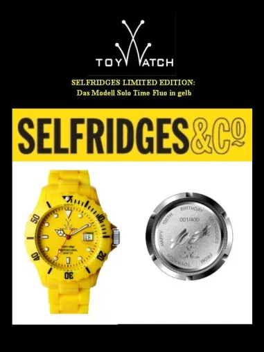 ToyWatch präsentiert Fluo Selfridges Limited Edition- für die Hundertjahrfeier von Selfridges Bild: ToyWatch präsentiert Fluo Selfridges Limited Edition- für die Hundertjahrfeier von Selfridges