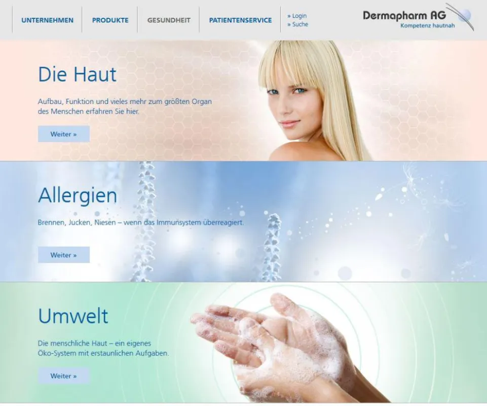 Die neue Dermapharm Internetpräsenz