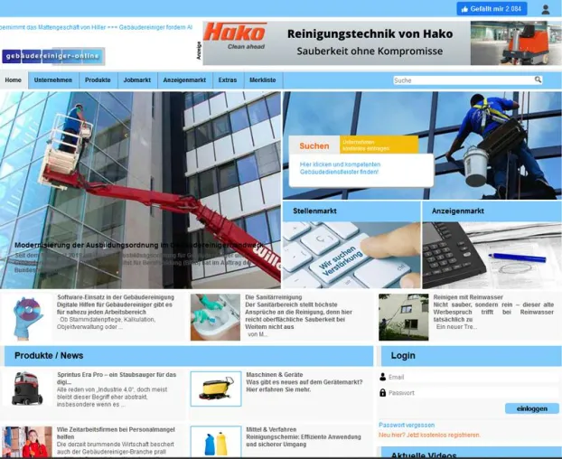 Bild: Branchenportal Gebäudereiniger-Online.de in neuem Look