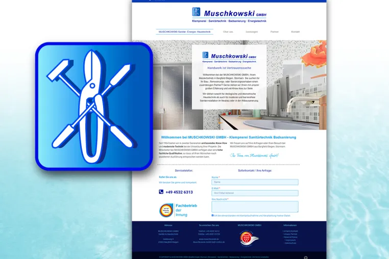 Bild: Weblaunch bei MUSCHKOWSKI – Klempnerei Sanitaertechnik – Bargfeld-Stegen, Stormarn, Schleswig-Holstein