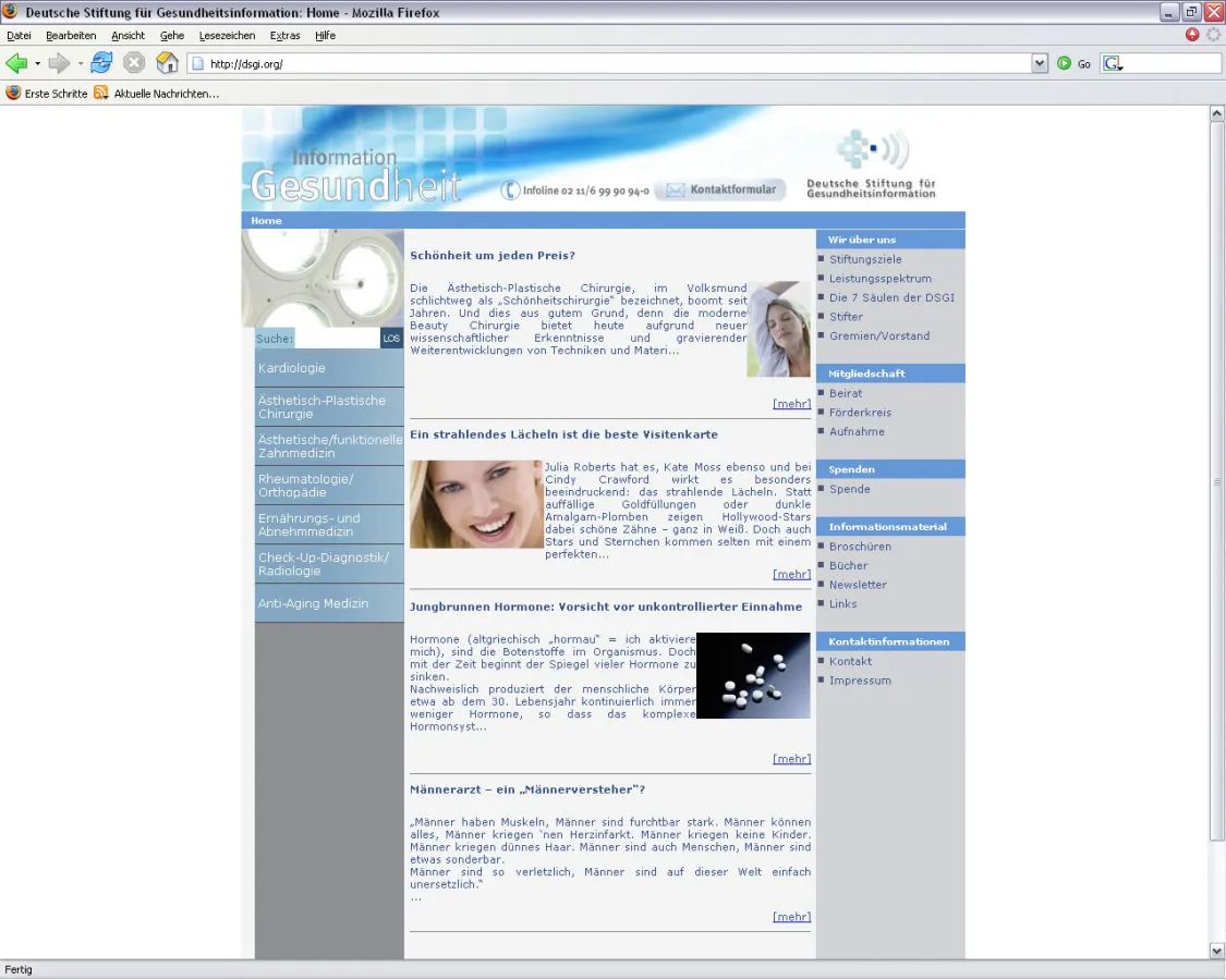 Die Website der Deutschen Stiftung für Gesundheitsinformation (DSGI) informiert umfassend und unabhängig zum Thema Zahnmedizin.