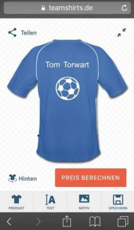 TeamShirts mobiler T-Shirt Designer