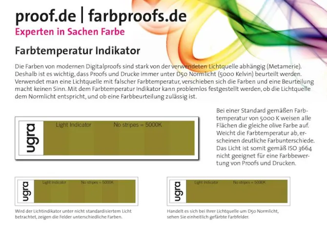Neu: Die Proof.de Metameriekarte - der Farbtemperaturindikator Bild: Neu: Die Proof.de Metameriekarte - der Farbtemperaturindikator