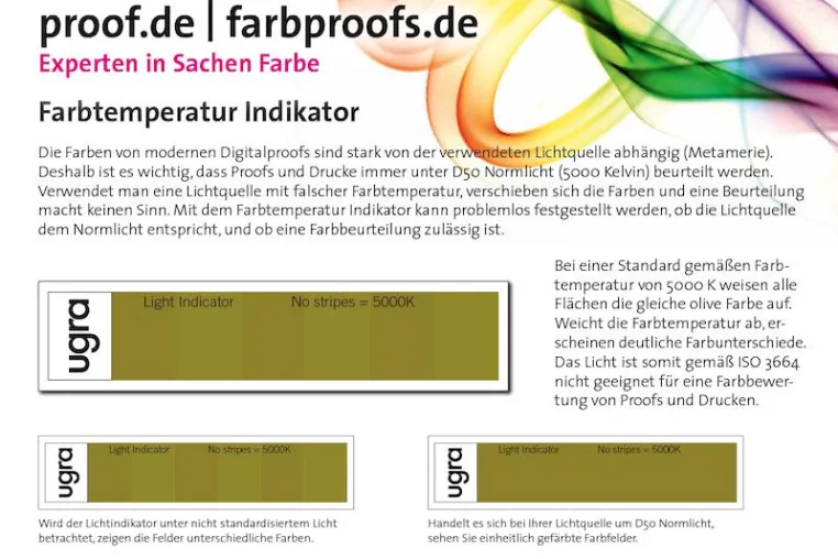 Neu: Die Proof.de Metameriekarte - der Farbtemperaturindikator Bild: Neu: Die Proof.de Metameriekarte - der Farbtemperaturindikator