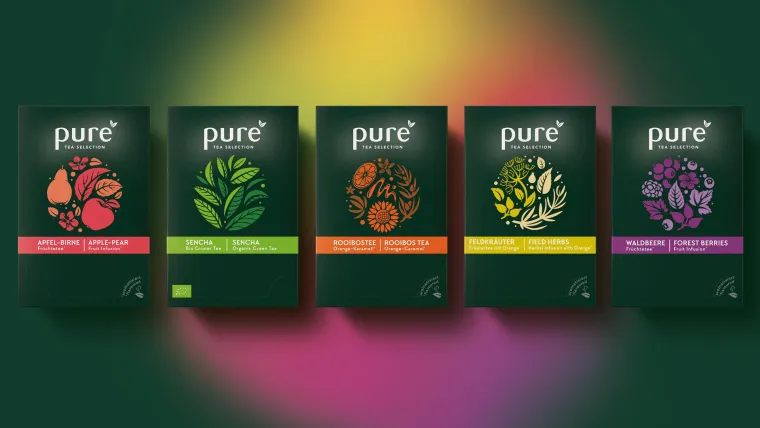 Neues Packaging Design für Tchibo Marke Pure Tea Selection von HAJOK Bild: Neues Packaging Design für Tchibo Marke Pure Tea Selection von HAJOK