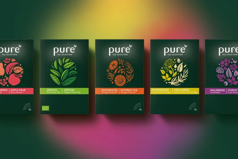 Bild: Neues Packaging Design für Tchibo Marke Pure Tea Selection von HAJOK