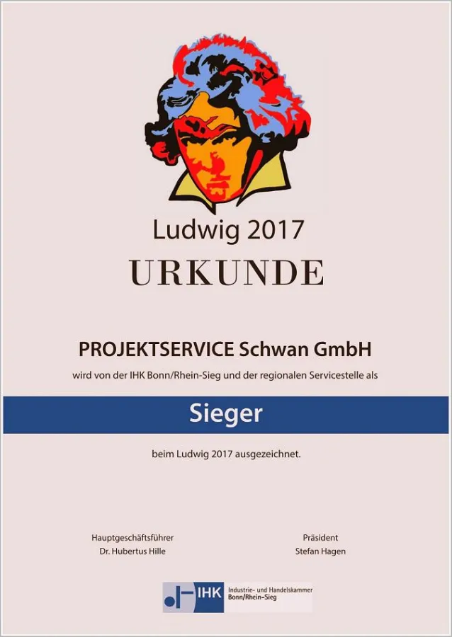 Die Siegerurkunde der Hofgartenmanufaktur für den Ludwig 2017