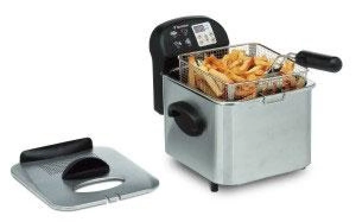 Formschöne Friteuse aus Edelstahl