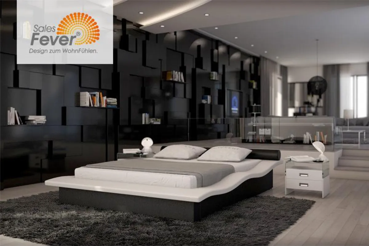 Polsterbett Wave von SalesFever, 180x200cm, weiß Leder, 699 Euro