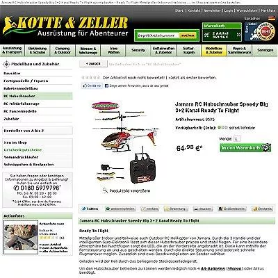 Bild: Neuer Männersport Modell Helikopter: Kotte-Zeller RC Hubschrauber Modelle voll im Trend