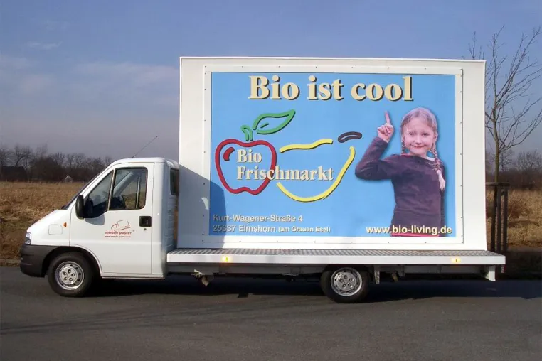 Bild: Bio Frischmarkt Elmshorn wirbt erfolgreich mit MOBILE POSTER