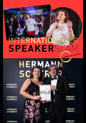 Bild: GOLD FÜR SABINA BEIM SPEAKERSLAM - „LEBENSKUNST IN ALLEN FARBEN“ IN 240 SEKUNDEN ERKLÄRT