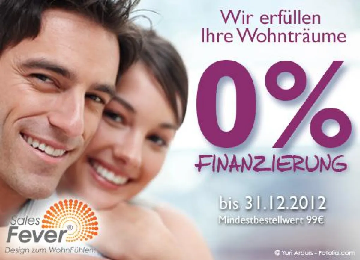 SalesFever bietet bis zum 31. Dezember 2012 eine 0%-Finanzierung für Bestellungen ab 99 Euro.