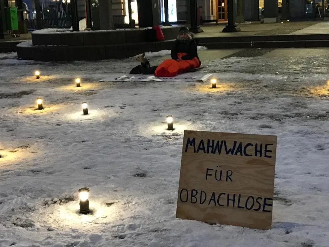 Mahnwache für obdachlose Menschen