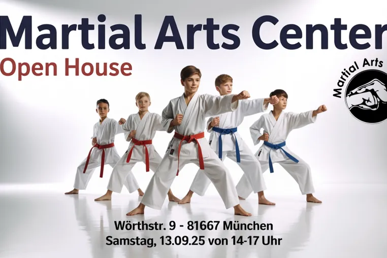 Open House am 13.09.2025 in München: Kampfkunst für Kinder – Fokus, Stärke, Selbstvertrauen Bild: Open House am 13.09.2025 in München: Kampfkunst für Kinder – Fokus, Stärke, Selbstvertrauen