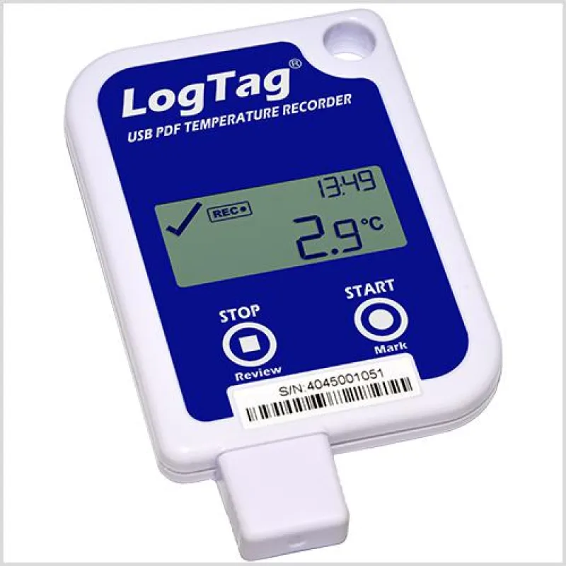 Temperatur-Datenlogger UTRID-16 mit integriertem USB-Anschluss und Display