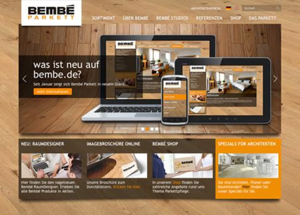 Die neue Website von Bembé Parkett im responsive Design