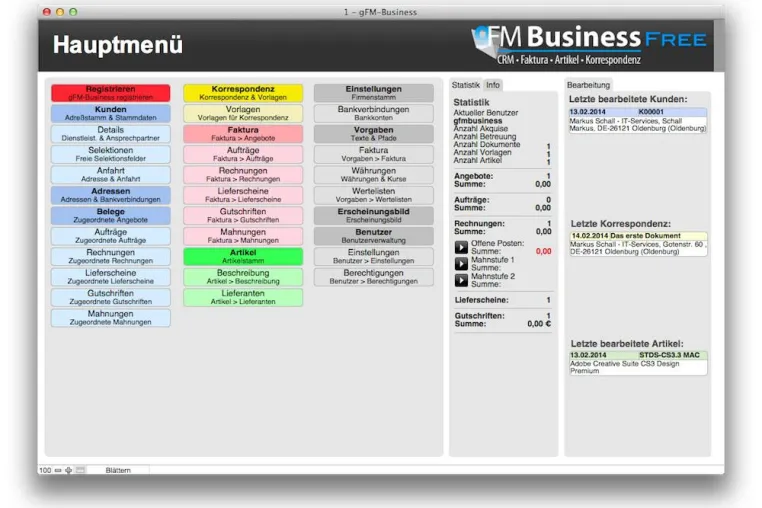 Kostenlose Warenwirtschaft gFM-Business free 1.5 veröffentlicht. Bild: Kostenlose Warenwirtschaft gFM-Business free 1.5 veröffentlicht.