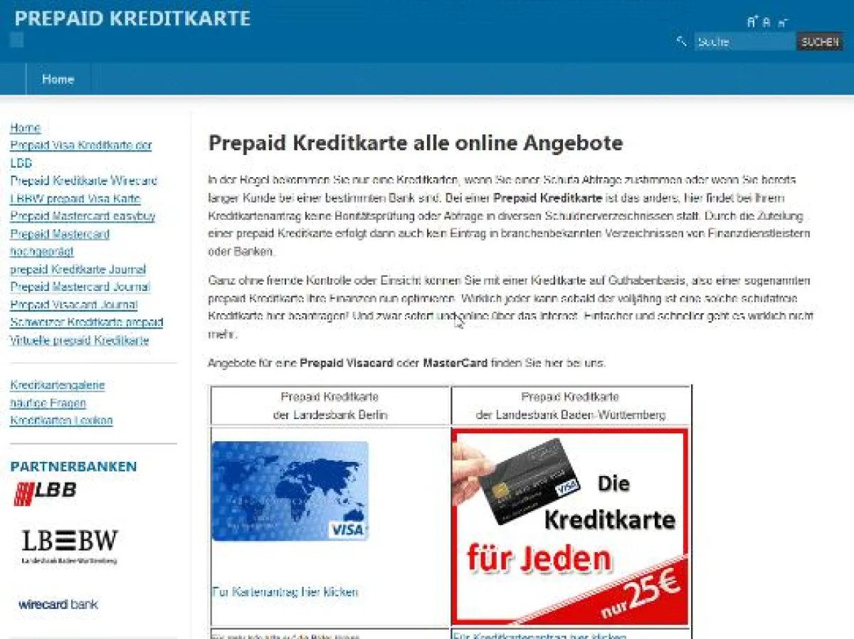 Portal für prepaid Kreditkarten www.kreditkarte-prepaid.eu