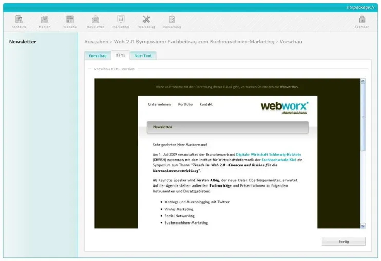 Bild: webworx integriert Twitter in das sitepackage:// Newsletter-System