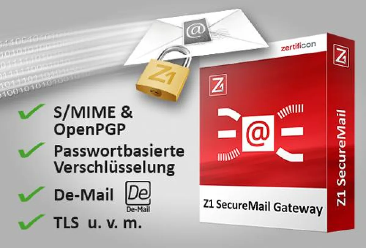 Z1 SecureMail Gateway: E-Mail-Verschlüsselung mit S/MIME, OpenPGP, De-Mail u. v. m.