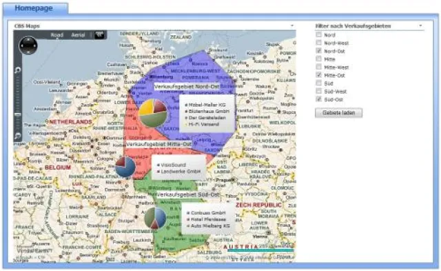 Bild: Geografische Auswertungen von Unternehmensdaten mit SharePoint