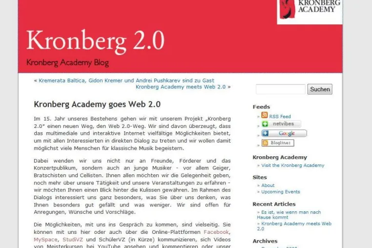 Bild: Kronberg Academy initiiert eigenes Weblog und weitere Web 2.0-Aktivitäten