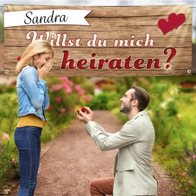 Bild: Wie ein Antragsbanner den Heiratsantrag unvergesslich macht