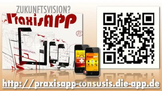 Bild: Die PraxisAPP als mobiles Kommunikationsinstrument im Arzt-Patient-Dialog