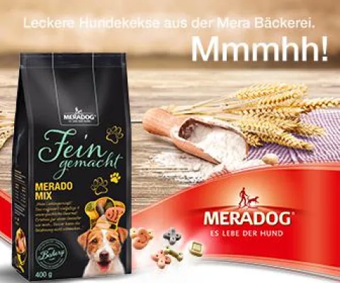 Neue Hundekekse von Meradog 'Fein gemacht' sind die ideale Belohnung für vierbeinige Feinschmecker Bild: Neue Hundekekse von Meradog 'Fein gemacht' sind die ideale Belohnung für vierbeinige Feinschmecker