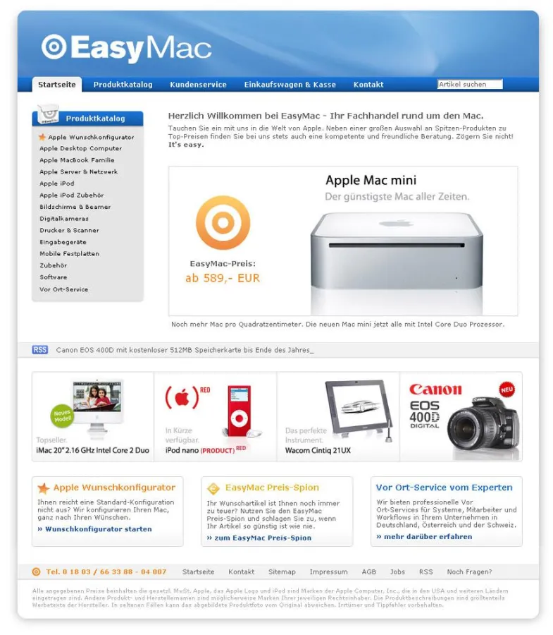 Screenshot www.easymac.de