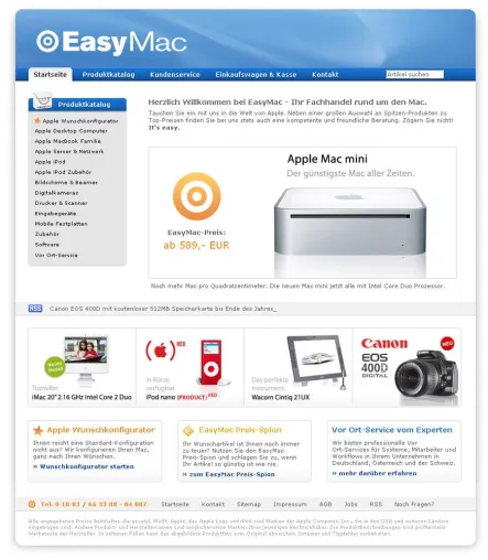 Apple-Shop: Easymac.de - Fachhandel rund um den Mac Bild: Apple-Shop: Easymac.de - Fachhandel rund um den Mac