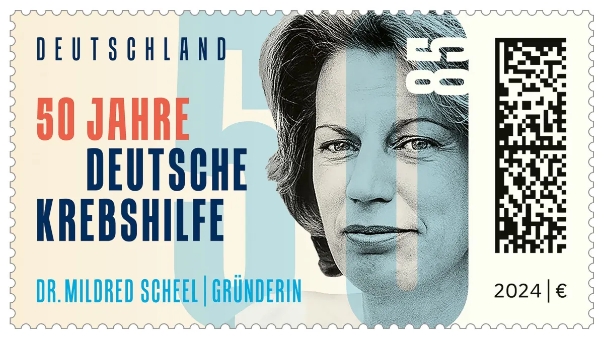 Sonderbriefmarke ‘50 Jahre Deutsche Krebshilfe’ (© © Deutsche Krebshilfe/Konrad Rufus Müller)